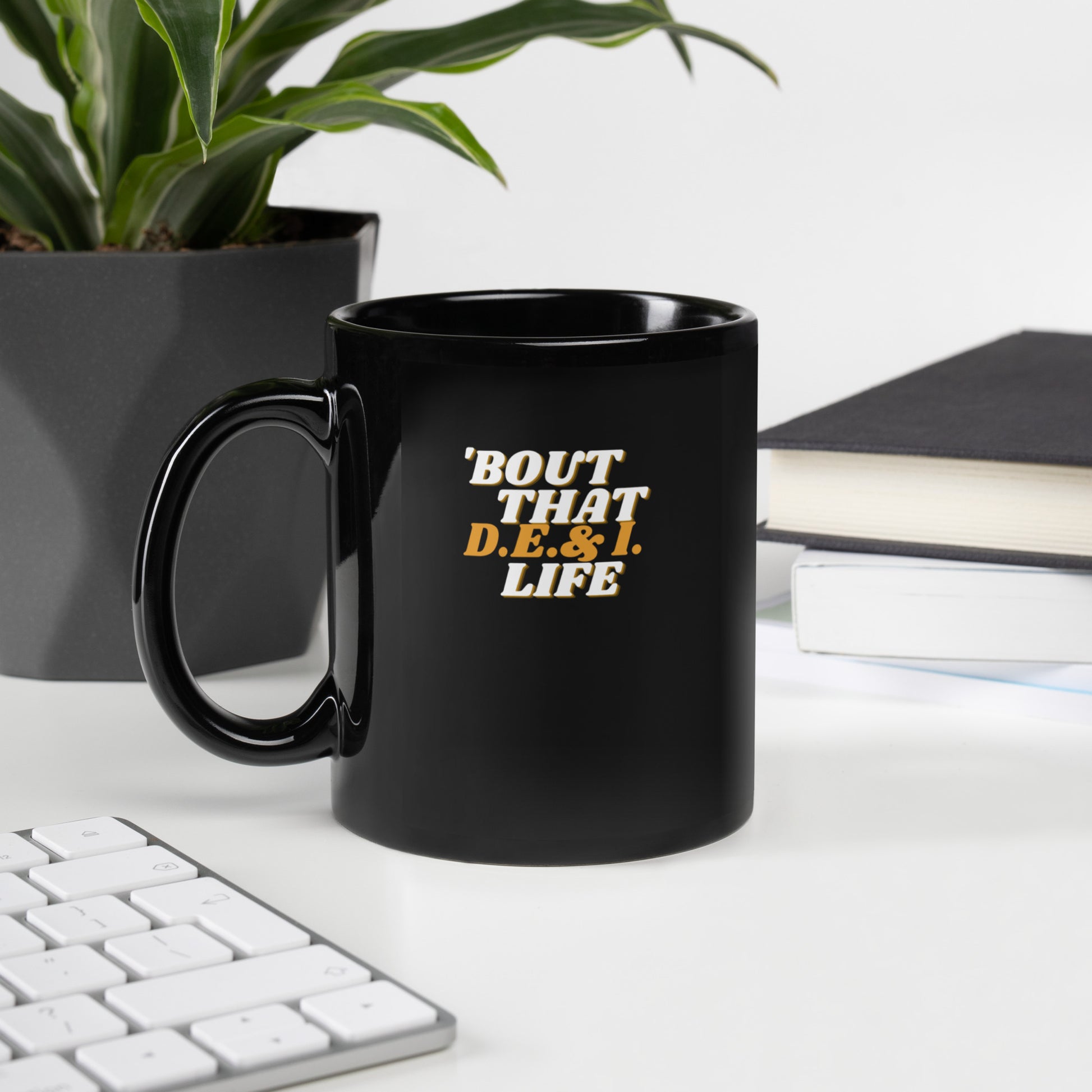Black glossy coffee mug