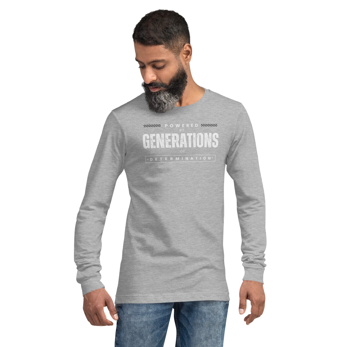 Unisex Long Sleeve Tee Powered by Generations of Determination