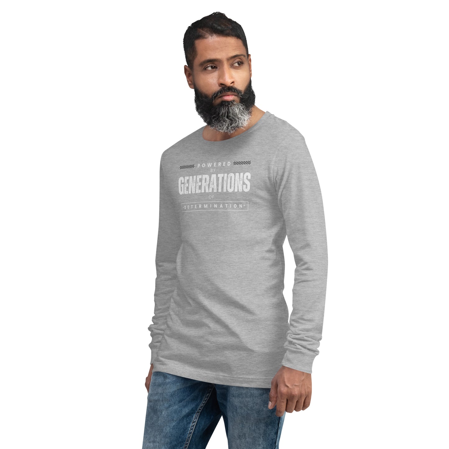 Unisex Long Sleeve Tee Powered by Generations of Determination