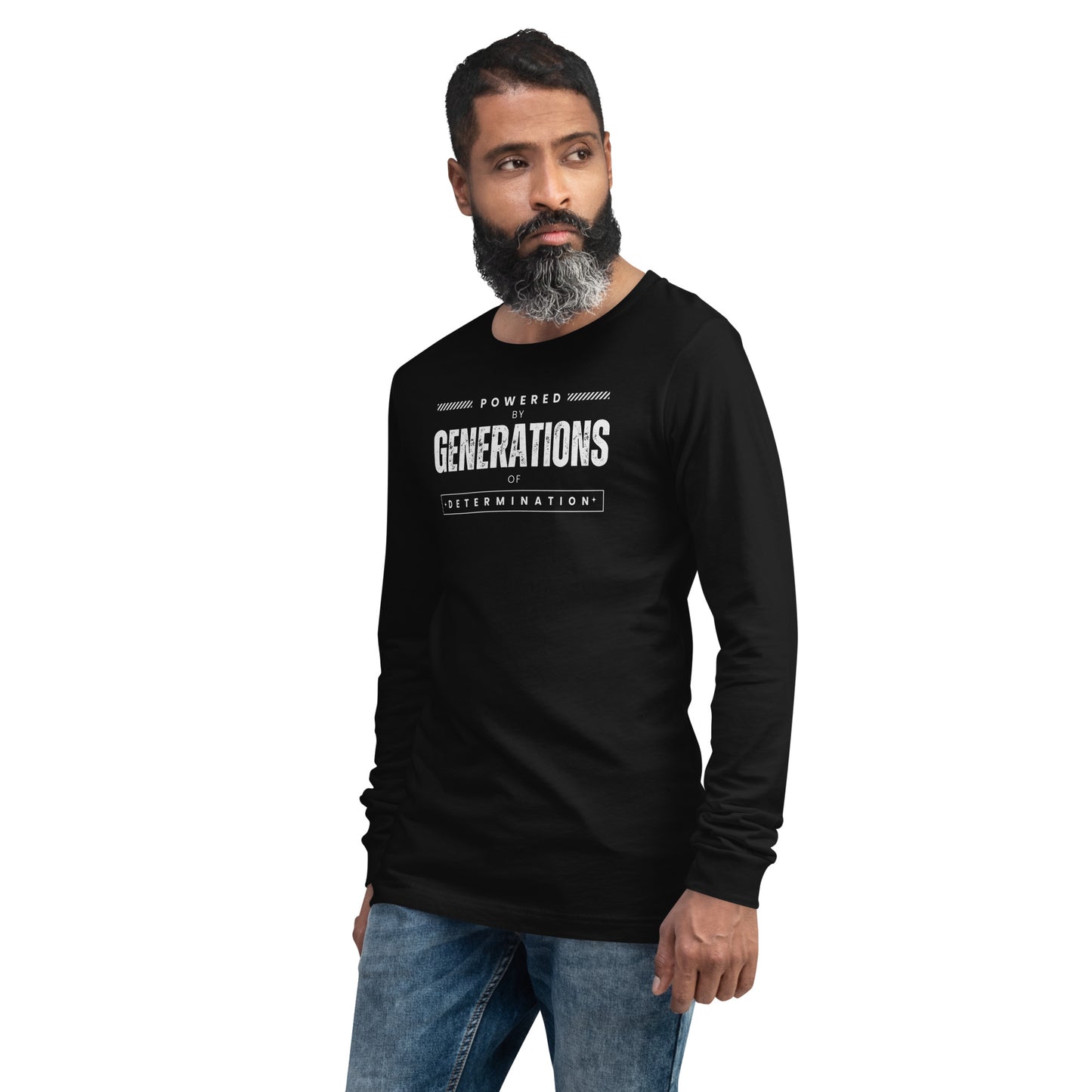 Unisex Long Sleeve Tee Powered by Generations of Determination