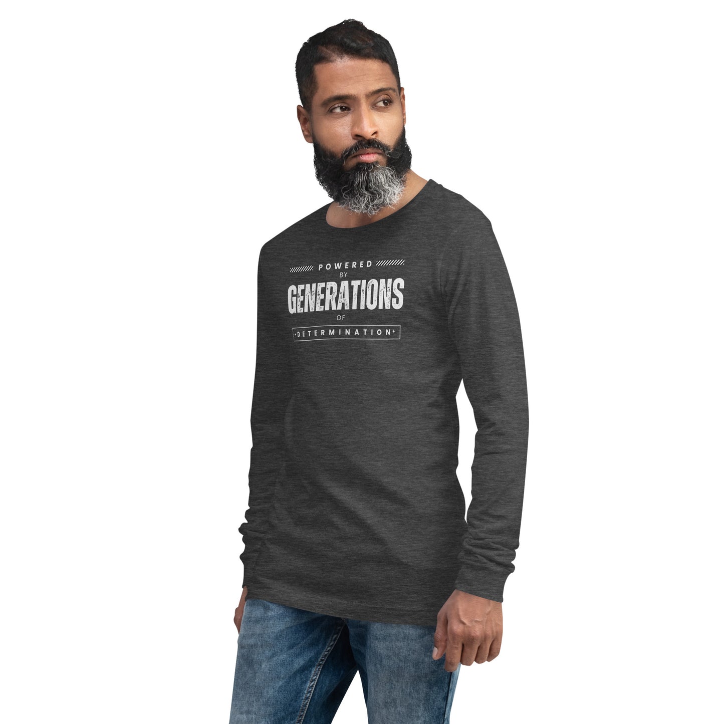 Unisex Long Sleeve Tee Powered by Generations of Determination