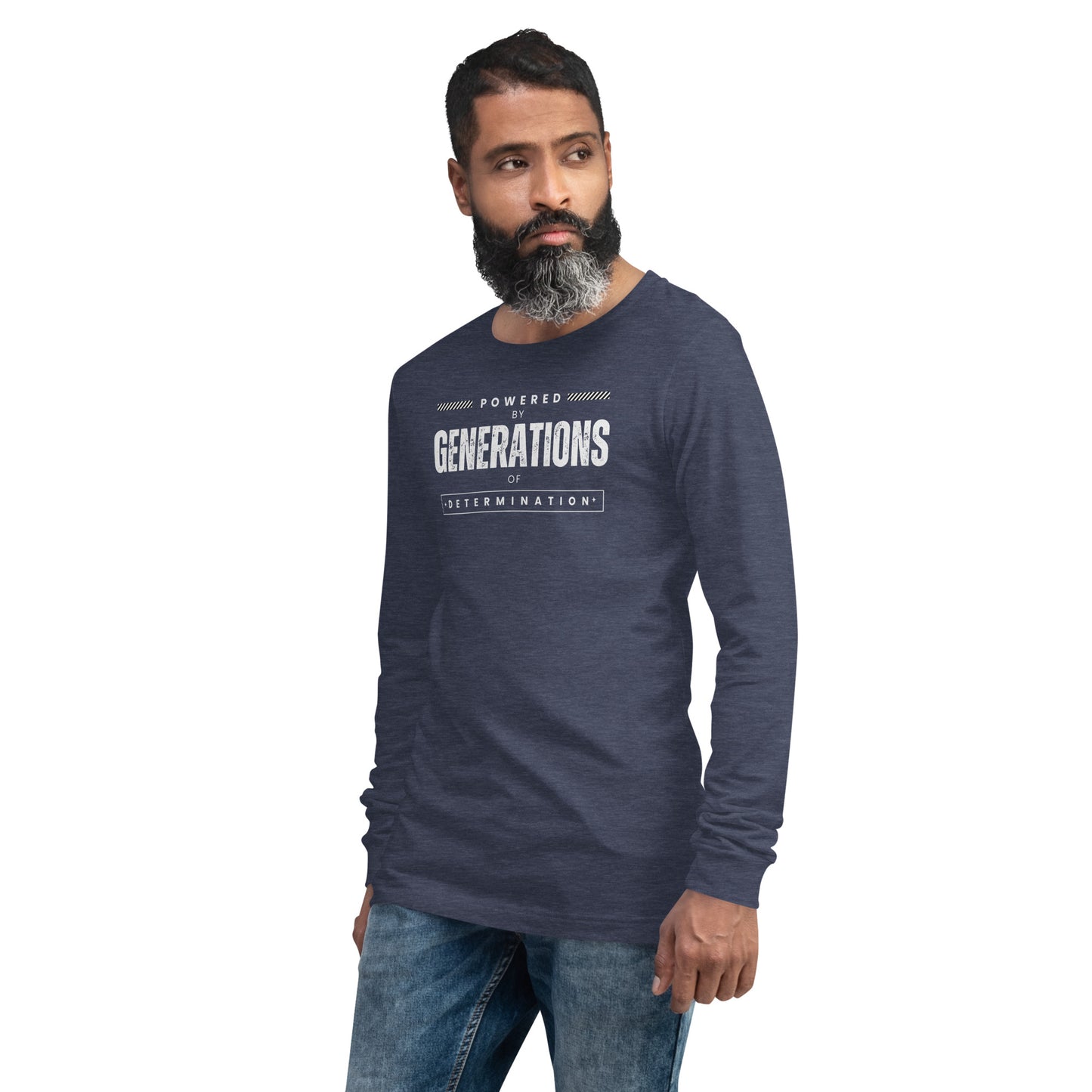 Unisex Long Sleeve Tee Powered by Generations of Determination