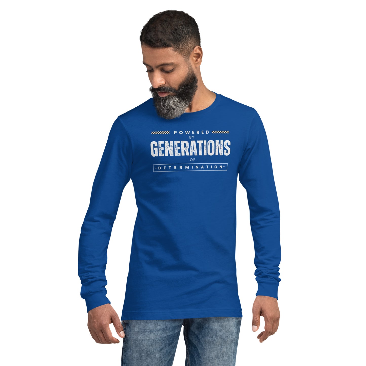Unisex Long Sleeve Tee Powered by Generations of Determination