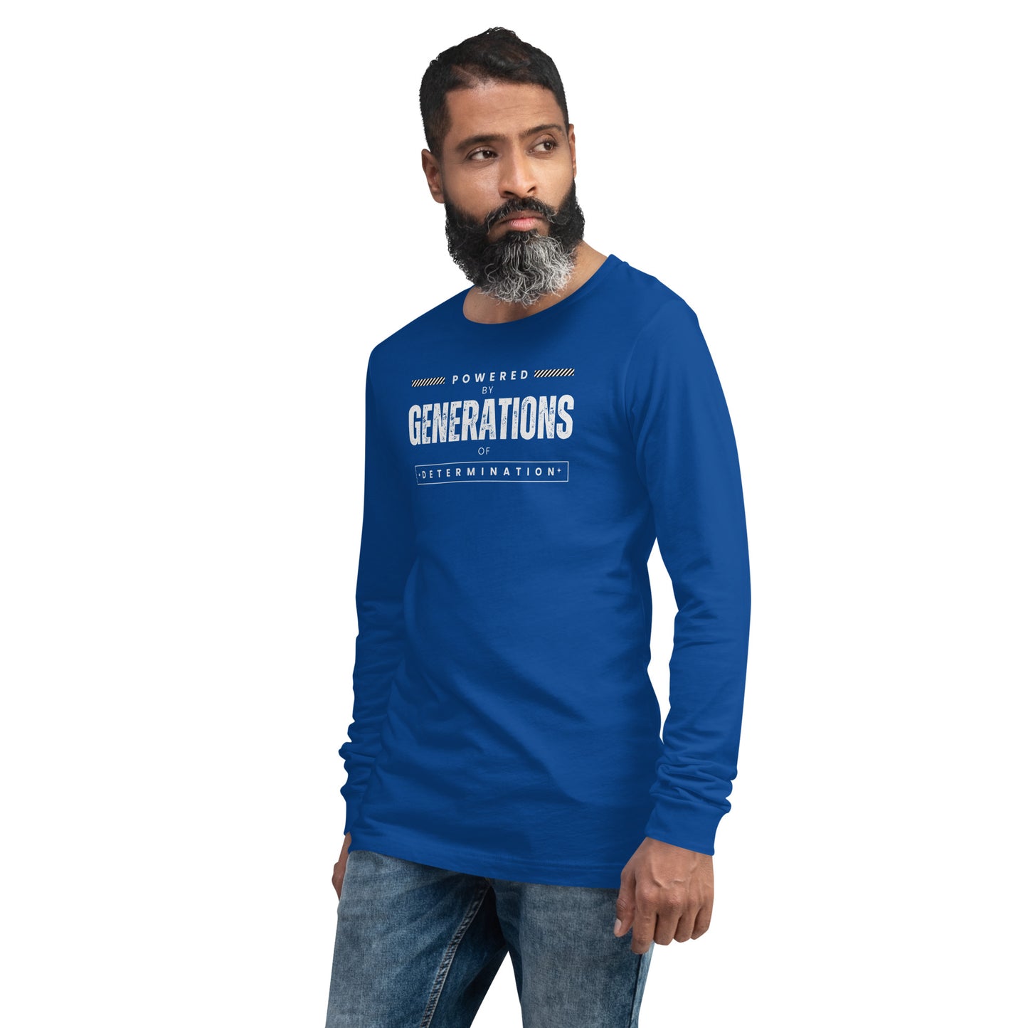 Unisex Long Sleeve Tee Powered by Generations of Determination
